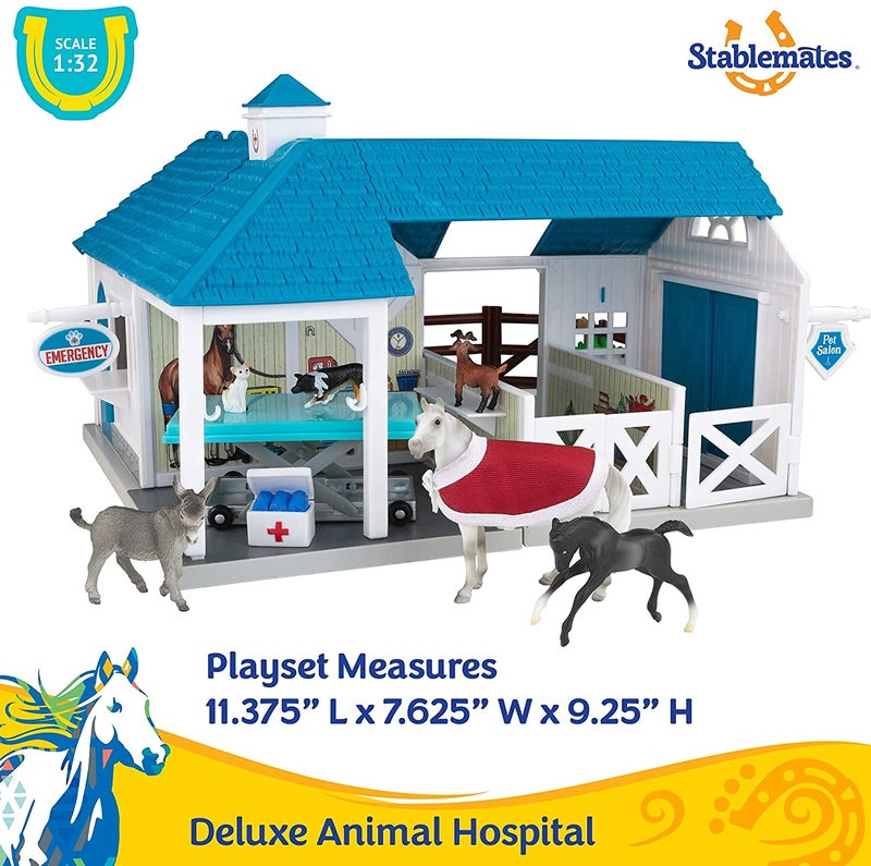 Breyer Stablemates Deluxe Animal Hospital | 10 Piece Set | 1:32 Scale | 11.375" L x 7.625" W x 9.25" H | Model #59214 , Blue - Image 3